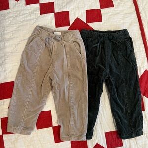 Zara Kids Corduroy Jogger Pants - Khaki and Forest Green Set of 2
